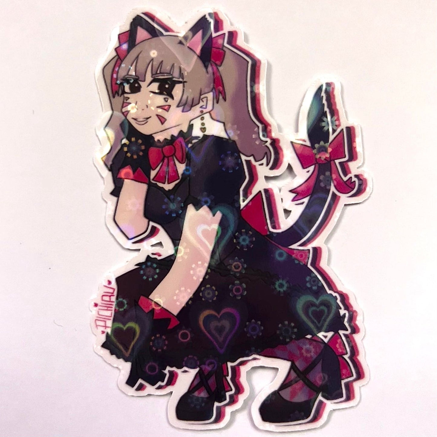 Holographic D.VA (Black Cat) Sticker