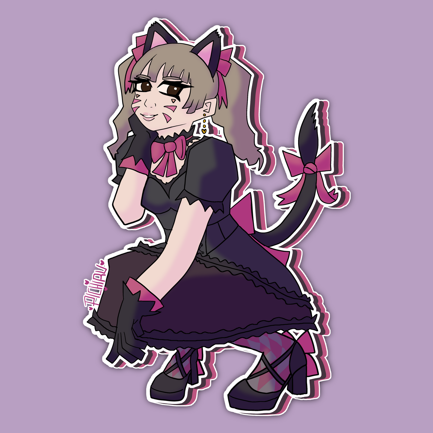 Holographic D.VA (Black Cat) Sticker