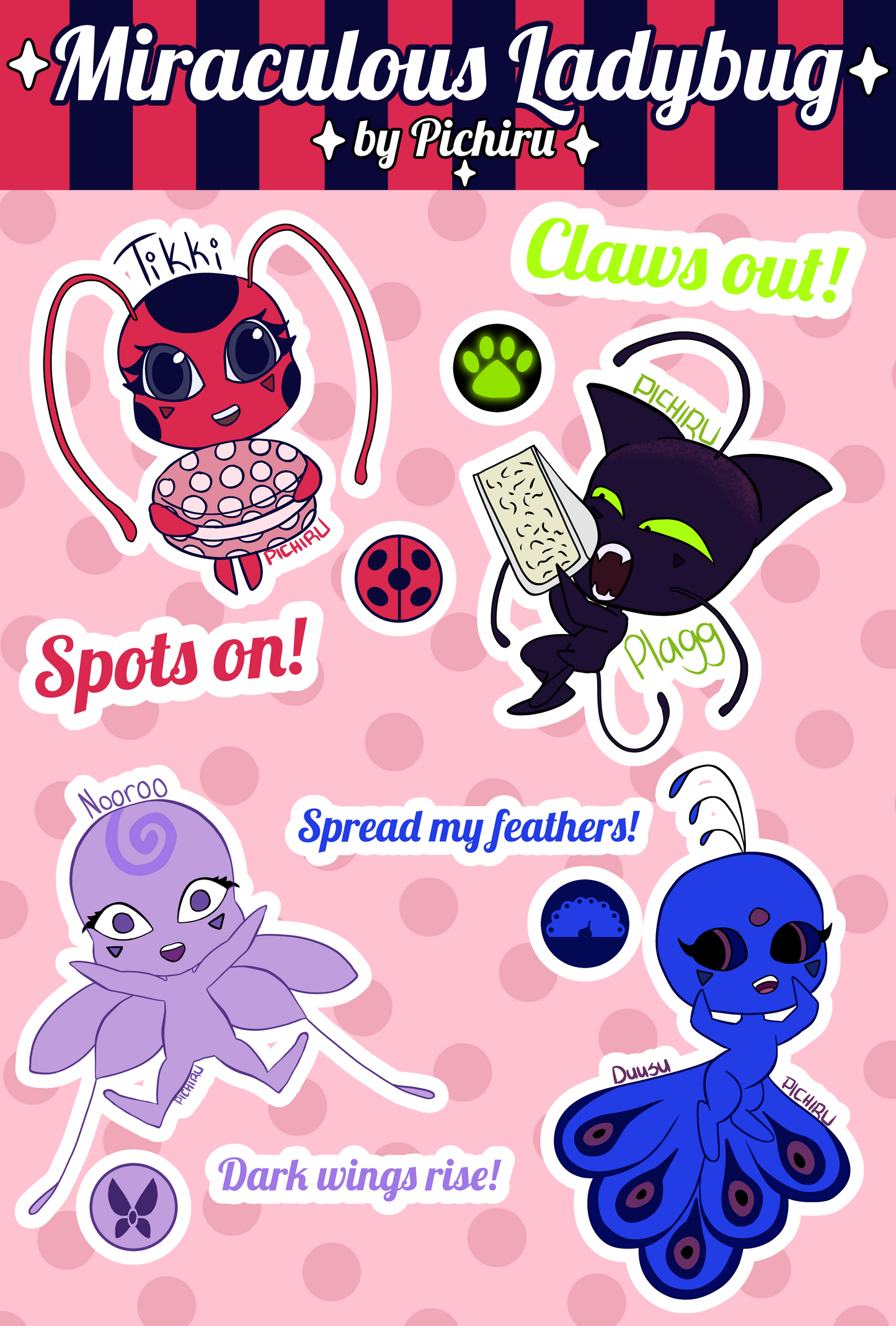 Miraculous Kwami Sticker Sheet